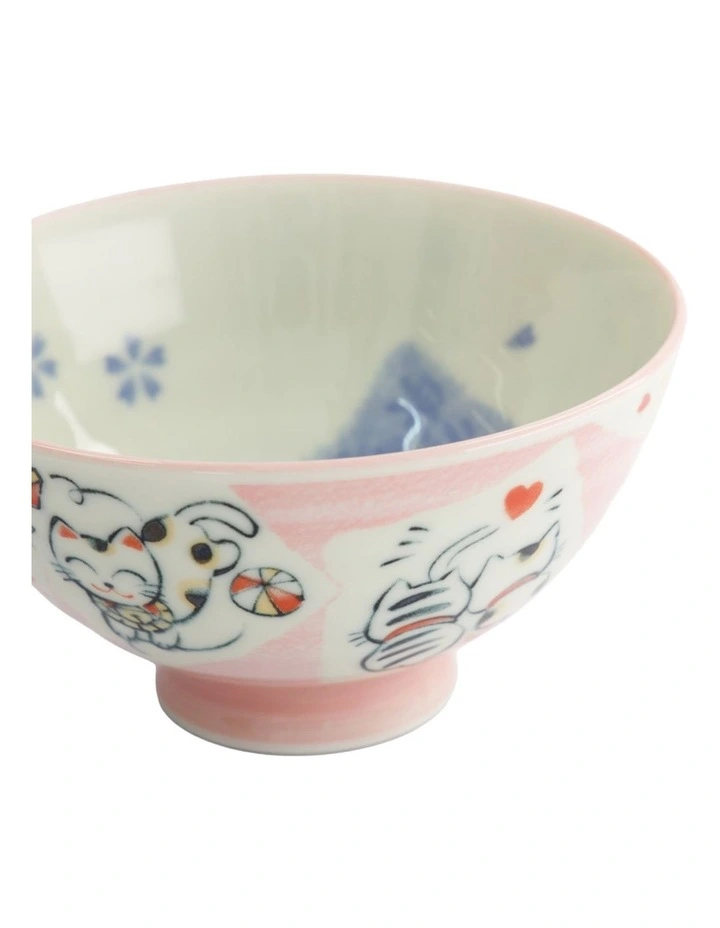 Kawaii Rice Bowl 11.5x6cm Cat Neko Card Pink image 2