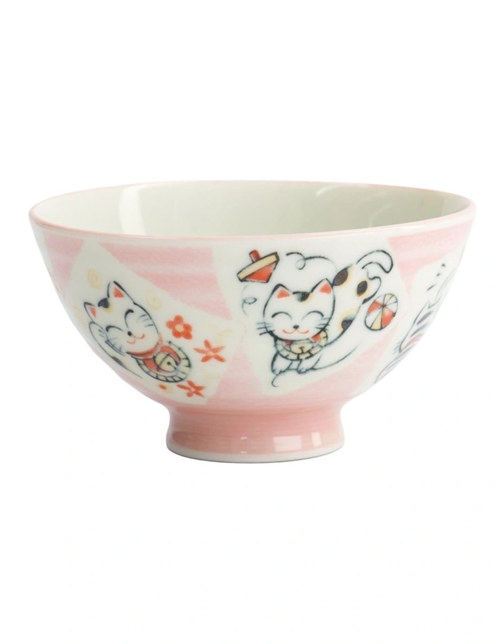 Kawaii Rice Bowl 11.5x6cm Cat Neko Card Pink image 3