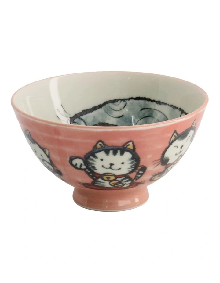 Kawaii Rice Bowl 11.5x6cm Cat Neko Meow Pink image 1