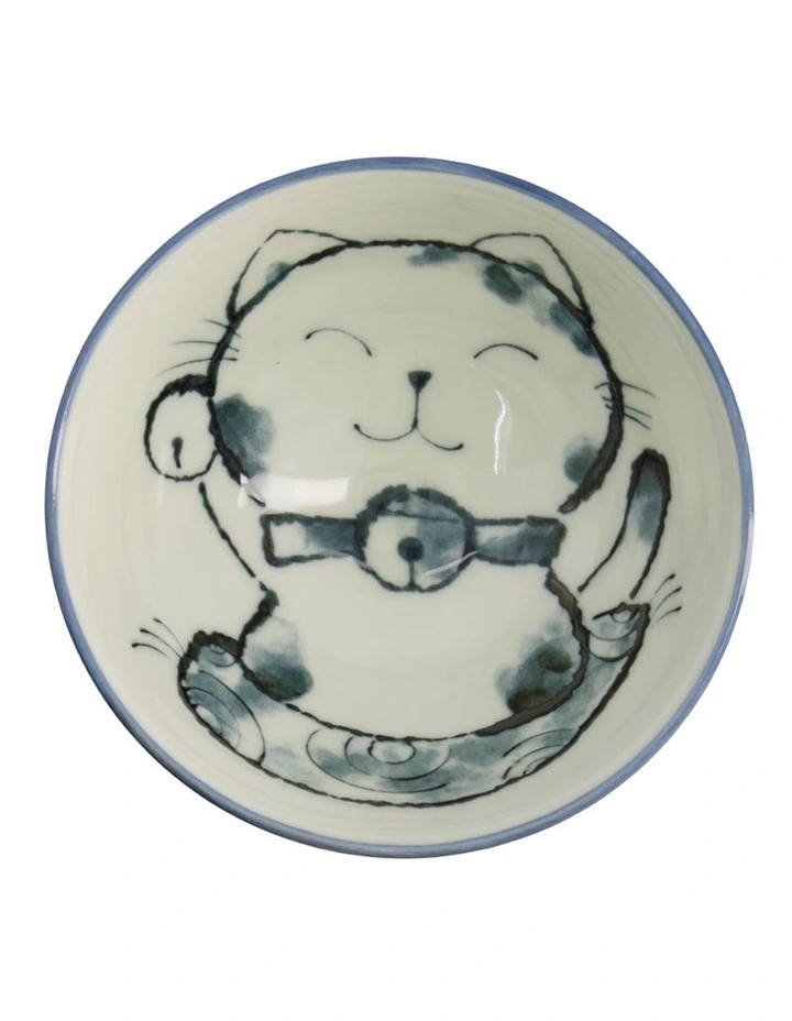 Kawaii Rice Bowl 11.5x6cm Cat Neko Meow Blue image 3