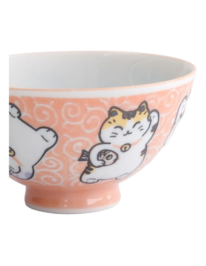 Kawaii Rice Bowl 11.5x6cm Cat Neko Fish Pink image 2