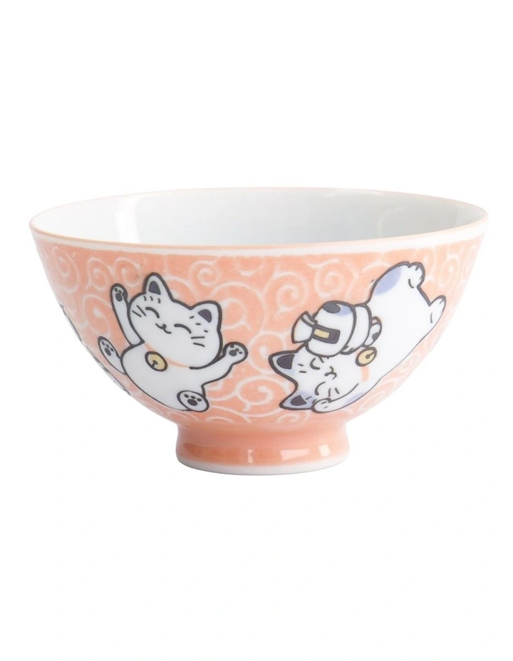 Kawaii Rice Bowl 11.5x6cm Cat Neko Fish Pink image 3