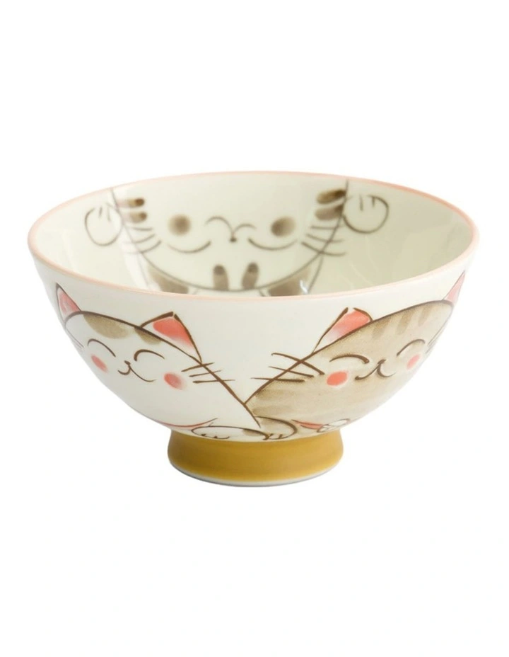 Kawaii Rice Bowl 11.5x6cm Cat Neko White image 1