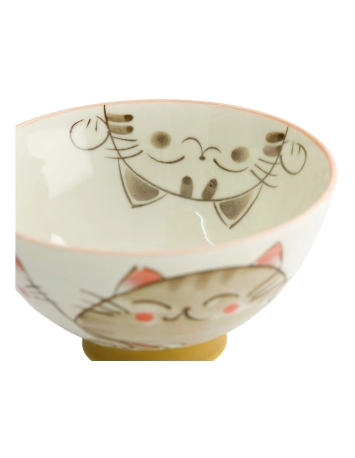 Kawaii Rice Bowl 11.5x6cm Cat Neko White image 2