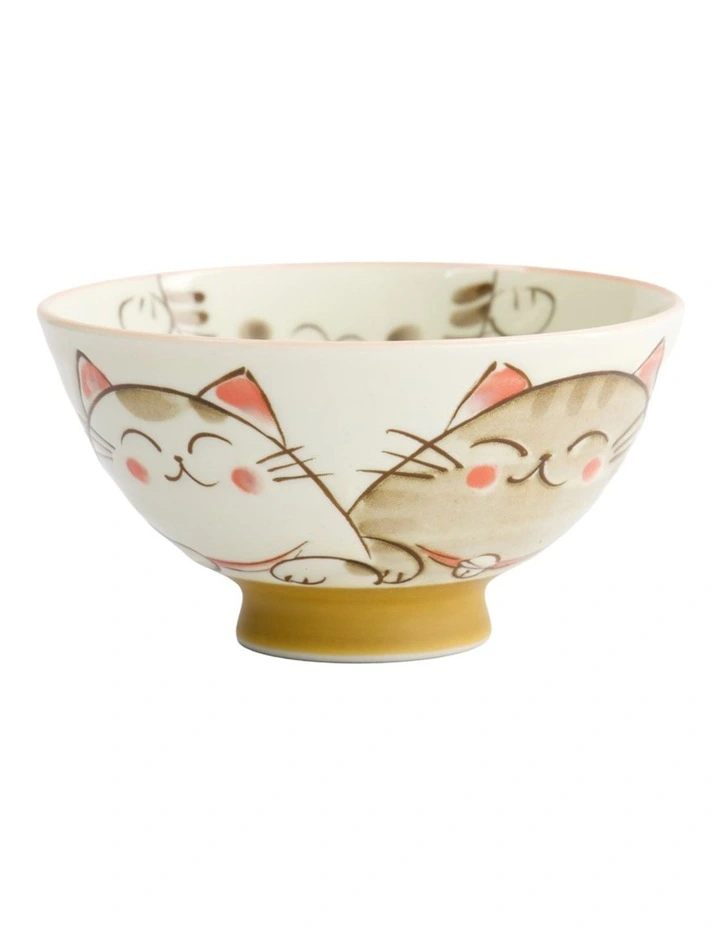 Kawaii Rice Bowl 11.5x6cm Cat Neko White image 3