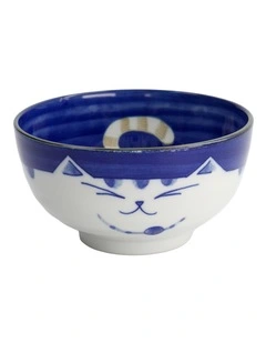 Kawaii Neko Cat Bowl 16x8.5cm Blue