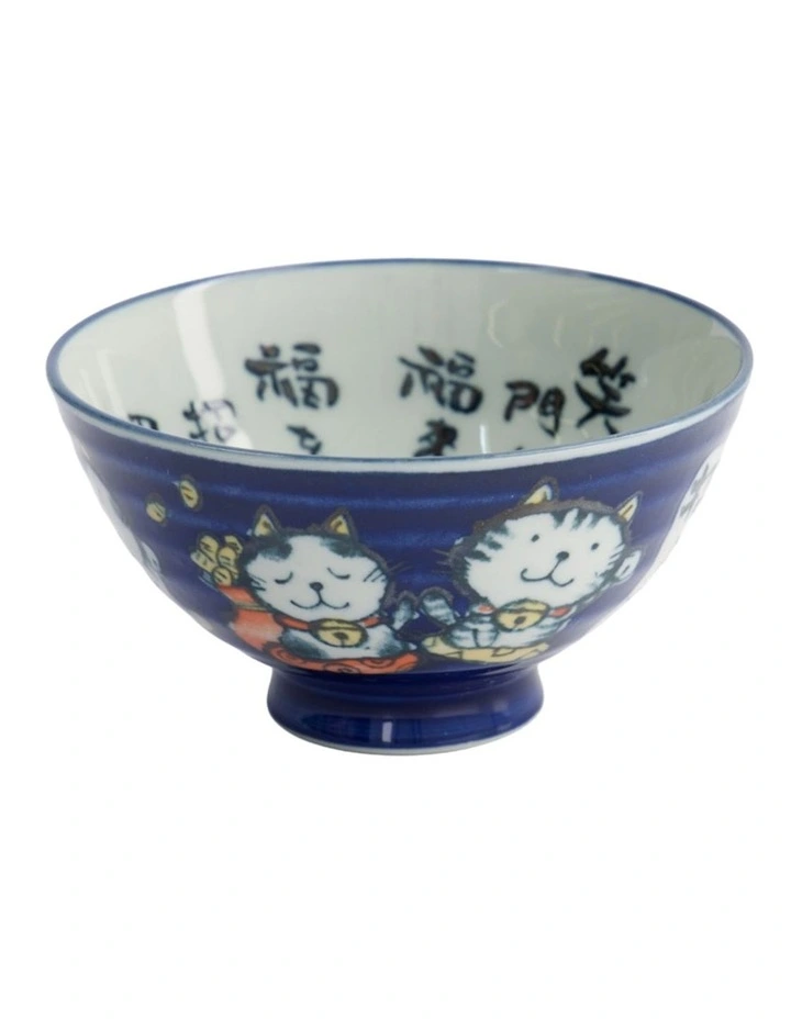 Kawaii Rice Bowl 11.5x6cm Cat Neko Blessed Blue image 1