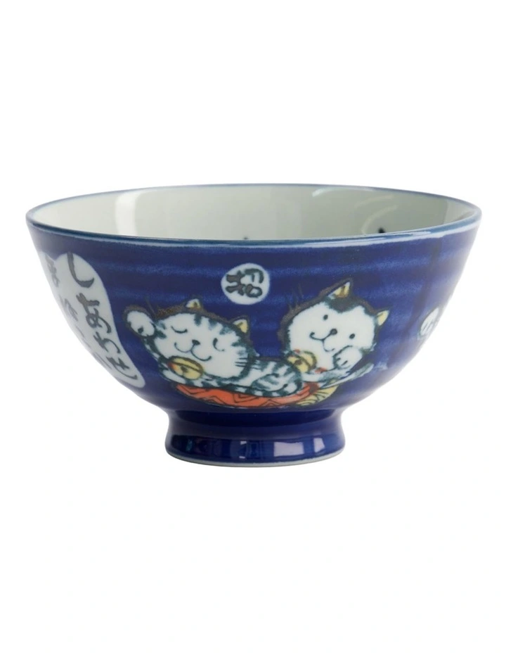 Kawaii Rice Bowl 11.5x6cm Cat Neko Blessed Blue image 3