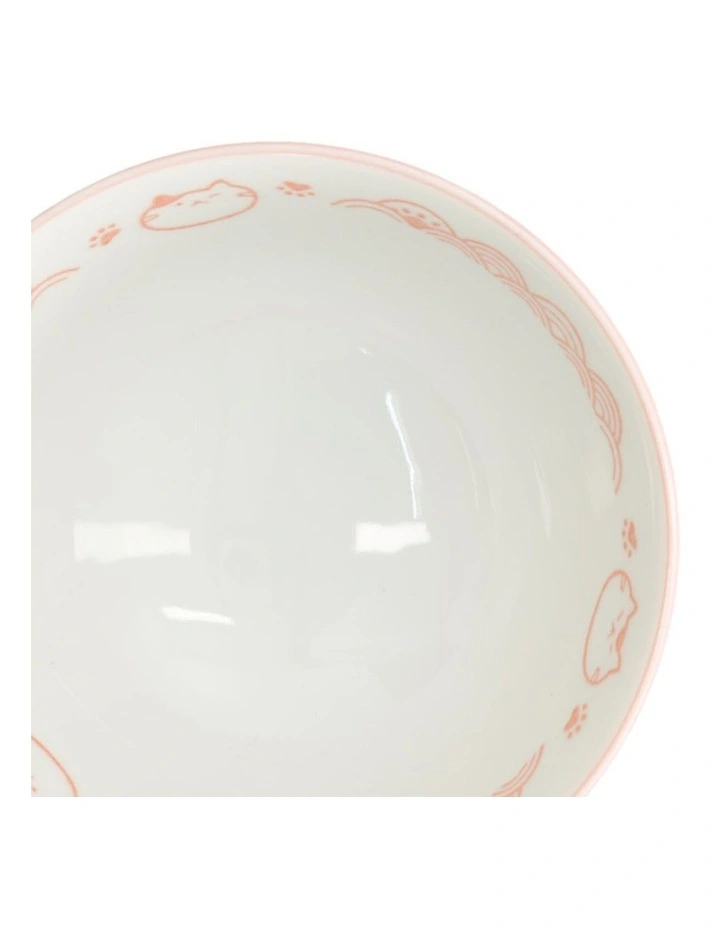Kawaii Rice Bowl 11.5x6cm Cat Neko Nami Pink image 2