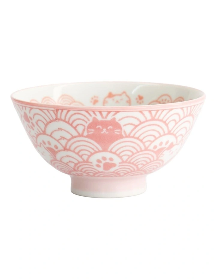 Kawaii Rice Bowl 11.5x6cm Cat Neko Nami Pink image 3