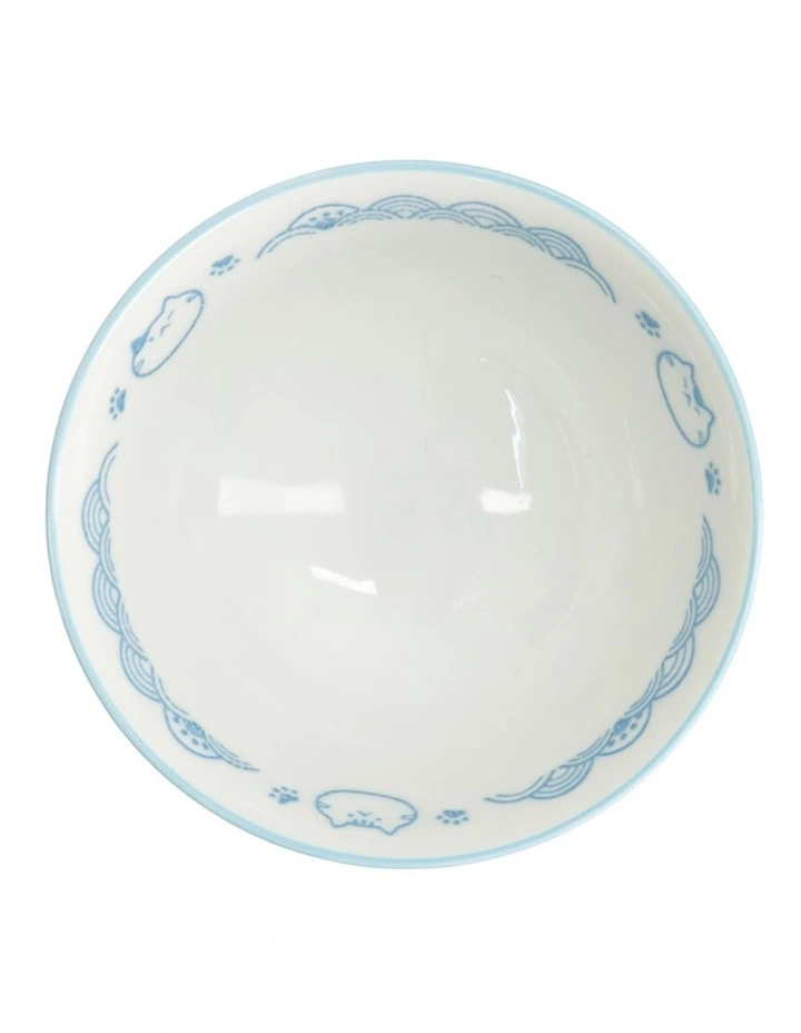 Kawaii Rice Bowl 11.5x6cm Cat Neko Nami Light Blue image 2