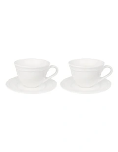 Florence Scallop Demi Cup And Saucer 90ml Set of 2 in White