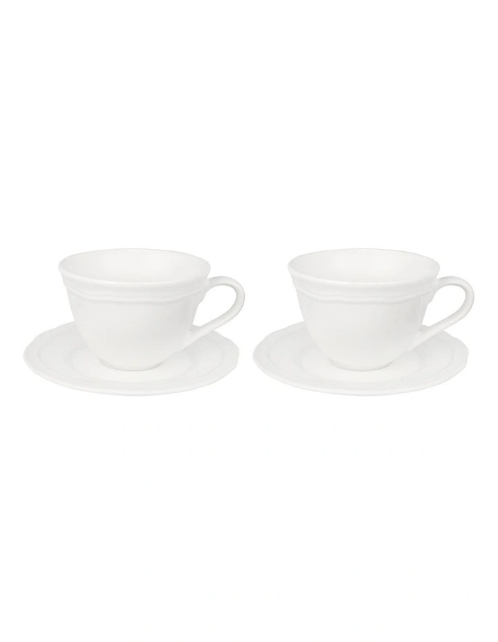 Florence Scallop Demi Cup And Saucer 90ml Set of 2 in White image 1