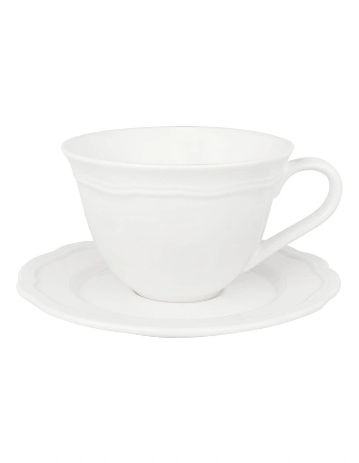 Florence Scallop Cup And Saucer 220ml in White image 1