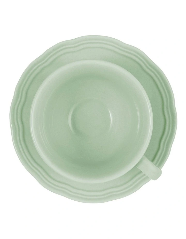 Florence Scallop Demi Cup and Saucer 90ml Set of 2 Gift Boxed in Light Green image 2