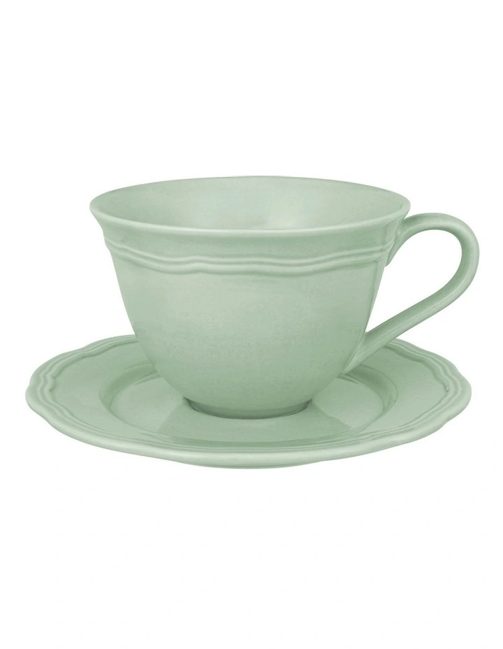 Florence Scallop Cup and Saucer 220ml in Light Green image 1