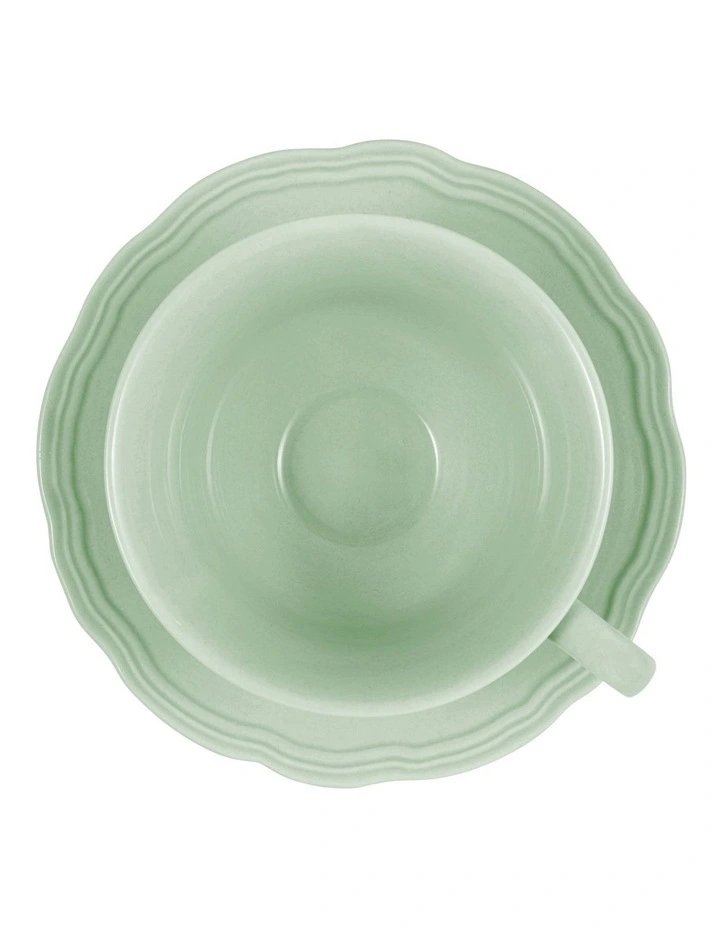 Florence Scallop Cup and Saucer 220ml in Light Green image 2