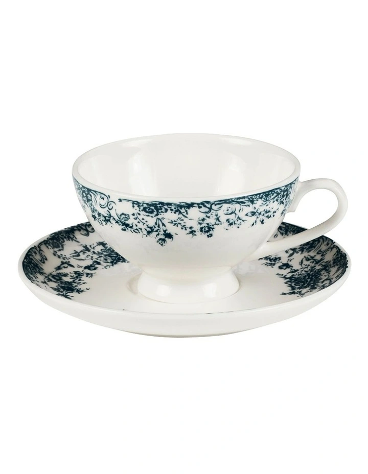 Rosetta Cup And Saucer 200ml in Antique Blue image 1