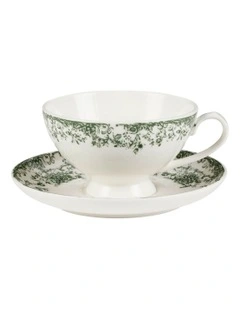 Rosetta Cup And Saucer 200ml in Antique Green