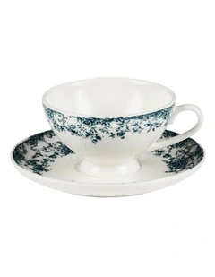 Rosetta Demi Cup And Saucer 90ml Set of 2 in Antique Blue