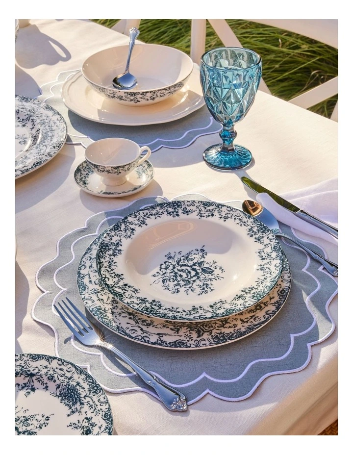 Rosetta Demi Cup And Saucer 90ml Set of 2 in Antique Blue image 4