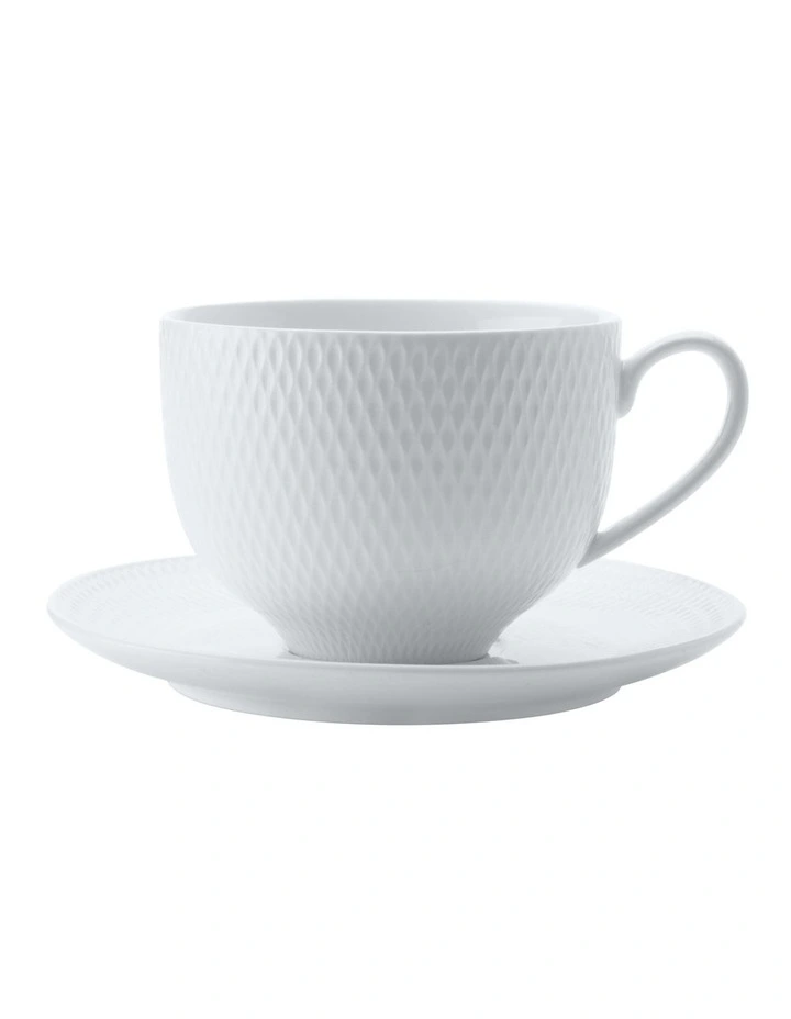 White Basics Diamonds Tea Cup & Saucer Set 260ml image 1