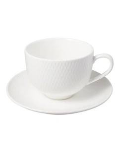 White Basics Diamonds Tea Cup & Saucer Set 260ml