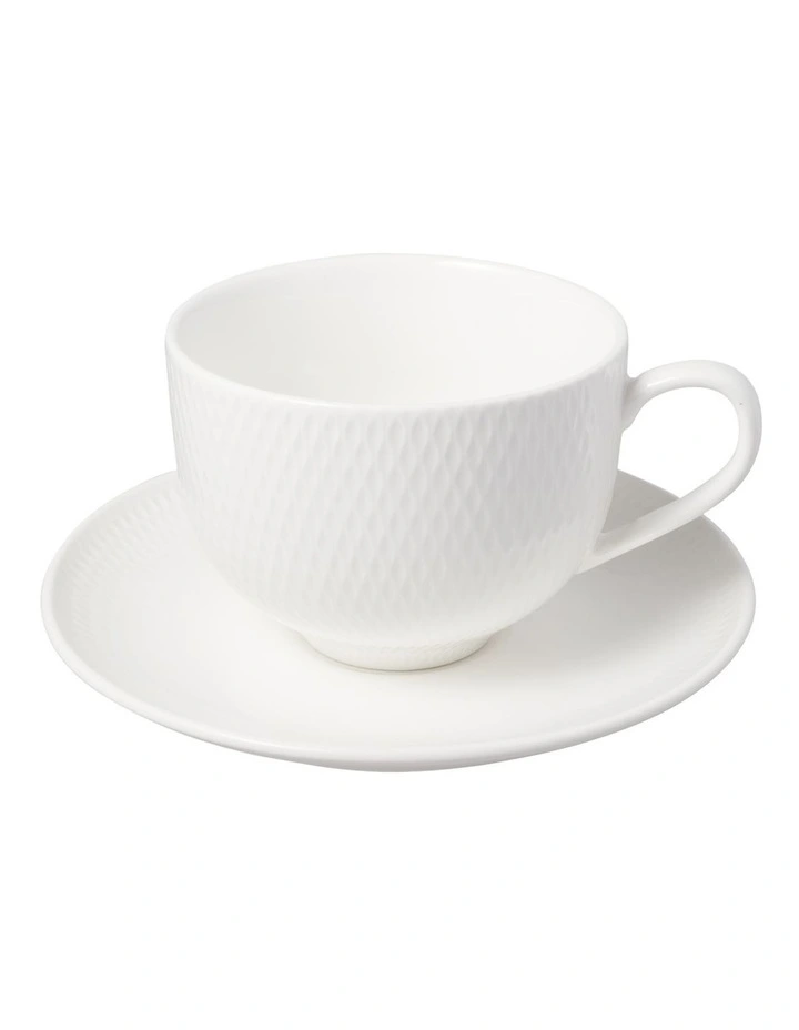 White Basics Diamonds Tea Cup & Saucer Set 260ml image 1