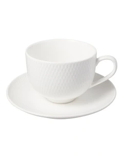 White Basics Diamonds Tea Cup & Saucer Set 260ml