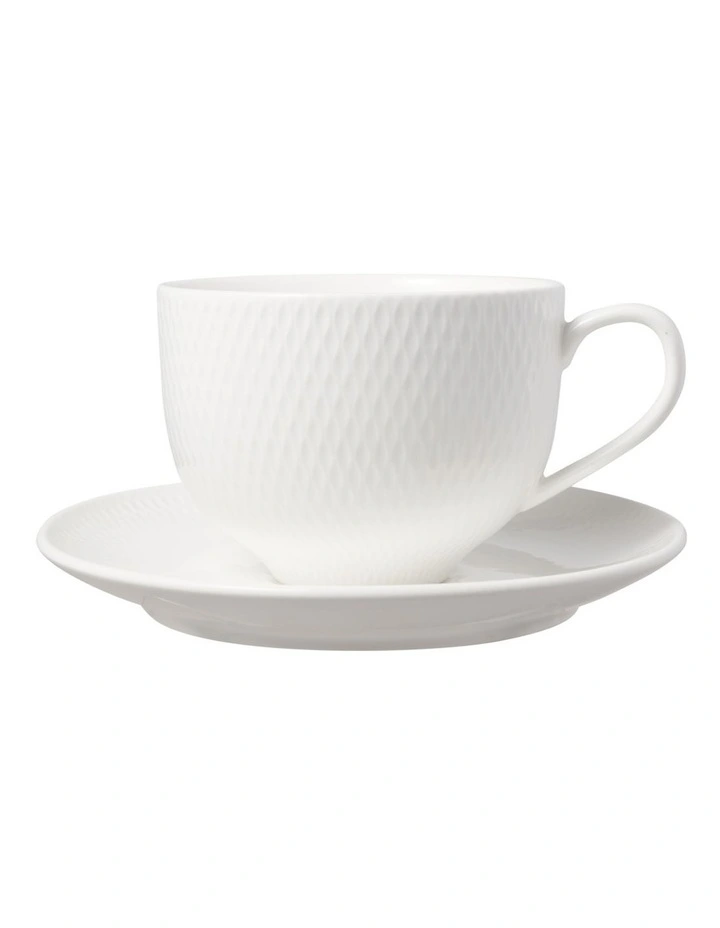 White Basics Diamonds Tea Cup & Saucer Set 260ml image 2
