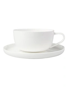 Cashmere High Rim Cup & Saucer 300ml in White