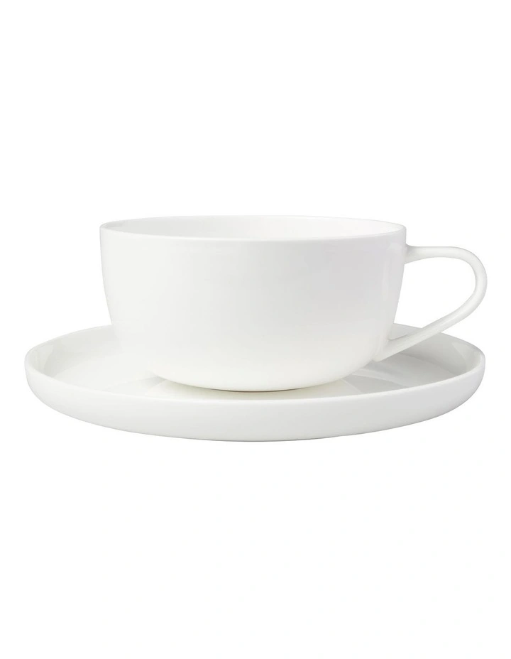 Cashmere High Rim Cup & Saucer 300ml in White image 1