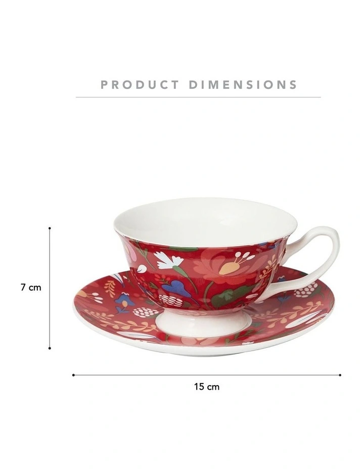 Botanic Cups & Saucer Set of 4 200ml in Multi image 3