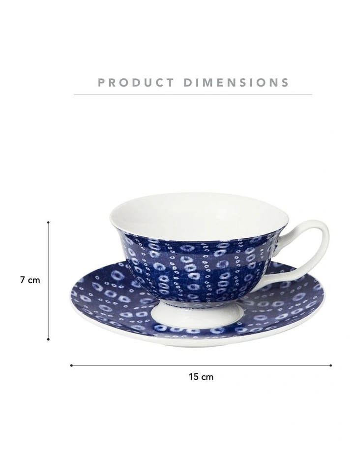 Cups & Saucer Set of 4 200ml in Blue image 3