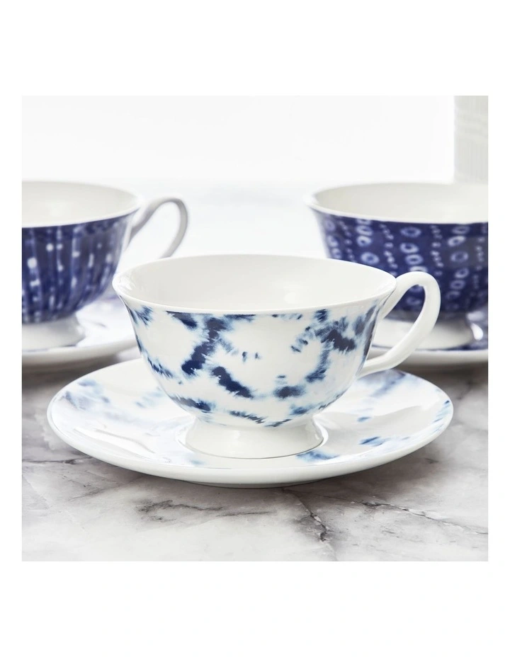 Cups & Saucer Set of 4 200ml in Blue image 4