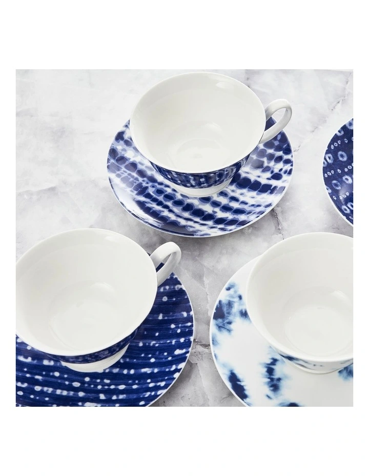 Cups & Saucer Set of 4 200ml in Blue image 5