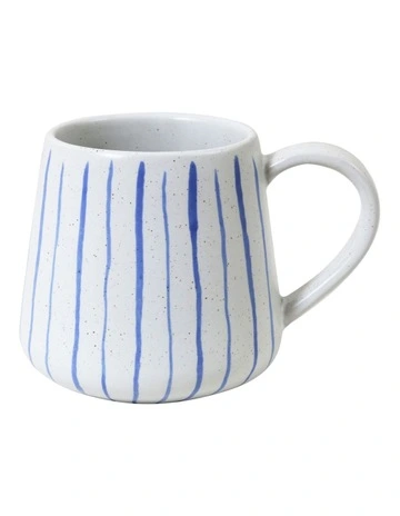 Mediterranean Hand Painted Party Thin Striped Mug in Indigo