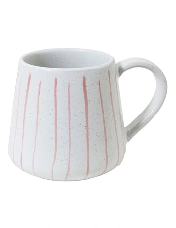 Mediterranean Hand Painted Party Thin Striped Mug in Coral