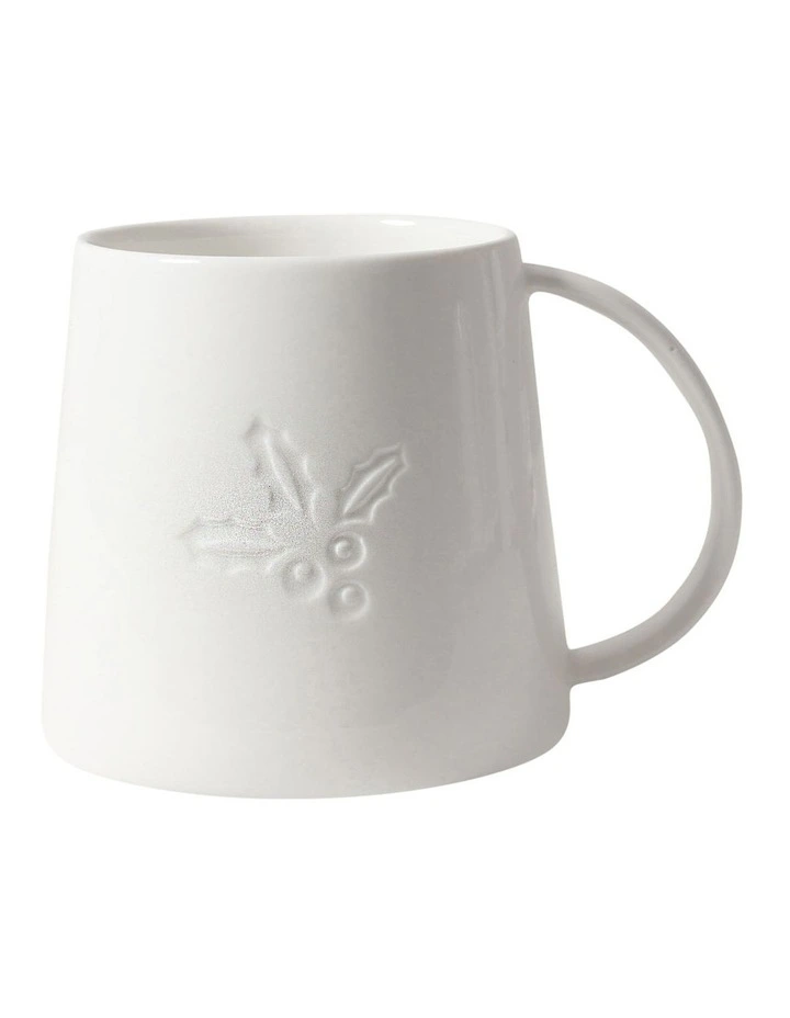 Etched Christmas Holly Mug in White image 1