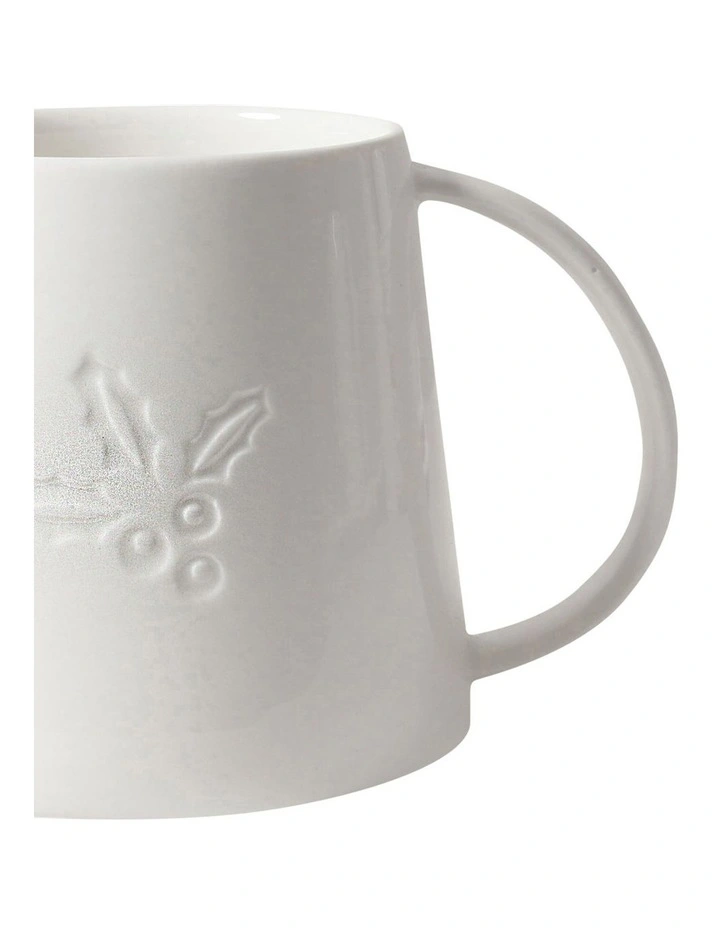 Etched Christmas Holly Mug in White image 3