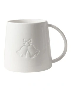 Etched Bells Christmas Mug in White
