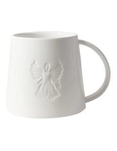 Etched Angel Christmas Mug in White