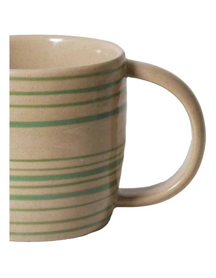 Line Vibes Handbrushed Mug 425ml in Green Run image 3
