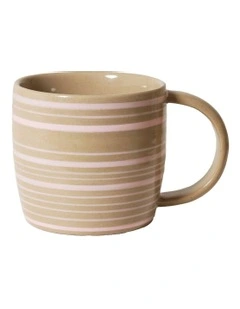 Line Vibes Handbrushed Mug 425ml in Pink Posy