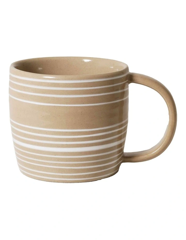 Line Vibes Handbrushed Mug 425ml in White image 1