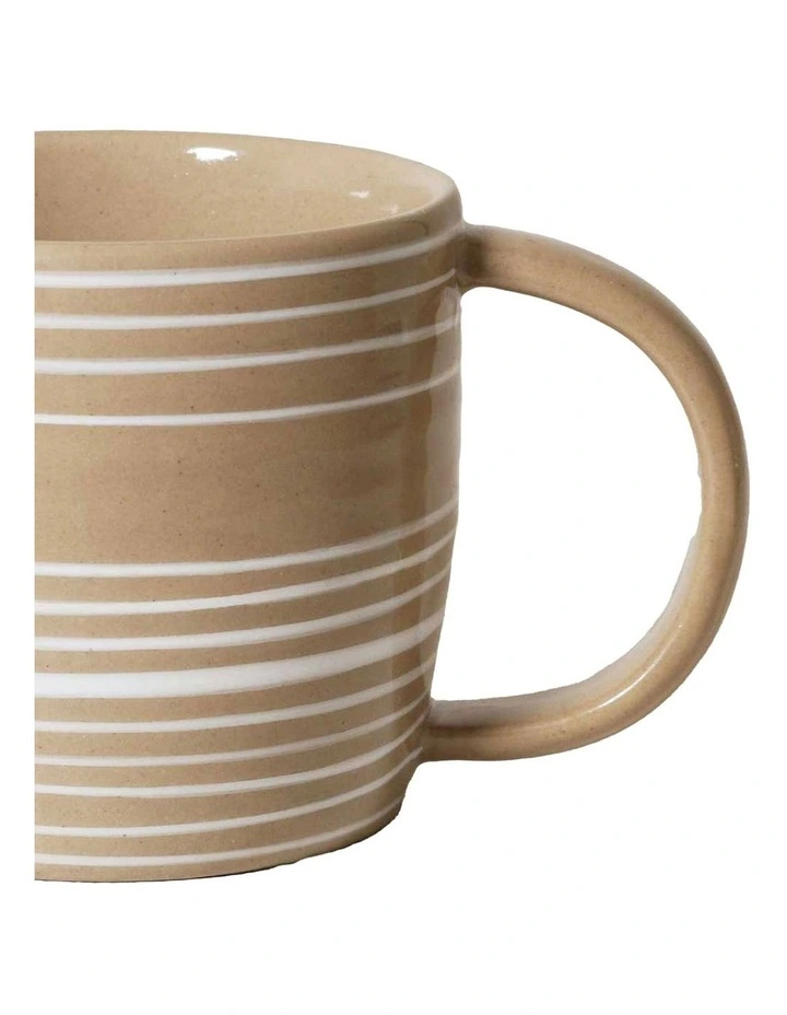 Line Vibes Handbrushed Mug 425ml in White image 3