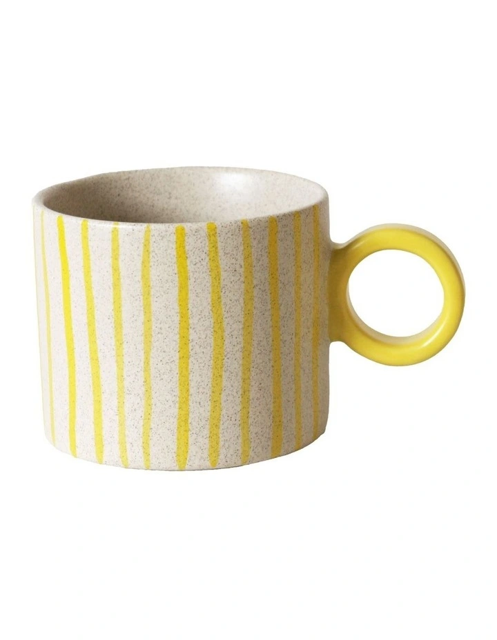 The Fruit Basket Striped Mug Hand Brushed in Yellow 250ml image 1