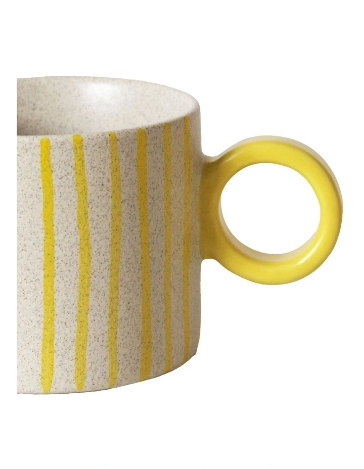 The Fruit Basket Striped Mug Hand Brushed in Yellow 250ml image 3