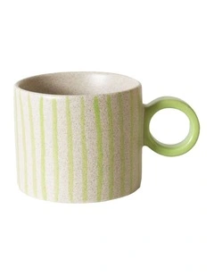 The Fruit Basket Striped Mug Hand Brushed in Green 250ml