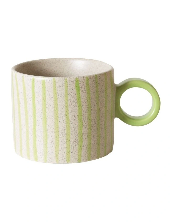 The Fruit Basket Striped Mug Hand Brushed in Green 250ml image 1
